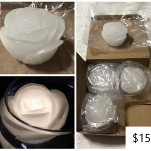 4 Pack Warm White Flameless Wax LED Water Floating Rose Candle